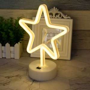 Lámpara de Noche LED con Forma de Estrella, Funciona con Pilas, Luz LED de Neón, Blanco Cálido, IP44 Impermeable, Color <span class=keywords><strong>Rosa</strong></span>, Certificación CE/ROHS, 50000 Horas de Duración - Product Image 1