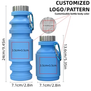 Bouteille d'eau pliable en silicone écologique réutilisable de 550 ml, prix d'usine OEM, avec boîte personnalisée - Product Image 4