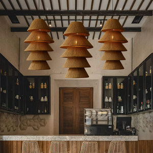 Lámpara Colgante de Techo, Forma Alargada, E27, Seis Cabezales, Ahorro de Energía, Decoración del Hogar, Estilo Rústico - Product Image 3