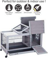 Cabanes en bois pour lapins avec cage à lapins en grillage métallique amovible et roues