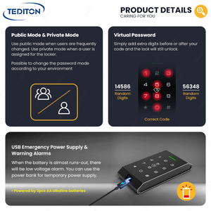 Tediton tuya ttlock ứng dụng Tủ thông minh kỹ thuật số RFID <span class=keywords><strong>M</strong></span> <span class=keywords><strong>m</strong></span>ột <span class=keywords><strong>m</strong></span>ã Bàn phí<span class=keywords><strong>m</strong></span> khóa cho đồ nội thất và khách sạn chế độ công cộng Locker khóa - Product Image 3