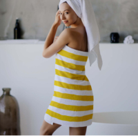 Jacquard Knitted Towels Stripe 100% Cotton Spa Face and Bath Linens Telas De Algodon Towel Luxury Heavy Jacquard Beach Towel