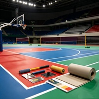 Inolp - Nouveauté - Revêtement de sol pour terrain de basket-ball en tartan - Surface lisse - Sol intérieur - PVC antidérapant - 10 mm - Vente chaude