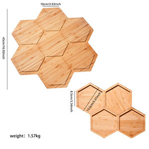 Youlike, nuevo diseño, bambú orgánico Natural, hexágono, tuerca para aperitivos, bandeja para servir dulces, plato dividido para fiesta - Product Image 2