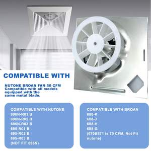 696N-R02 B Unité 50CFM Ventilateur Compatible avec Broan 688-K Compatible avec Nutone 696N-R01/R02, S97012026 Assemblage de moteur de ventilateur de salle de bain - Product Image 3