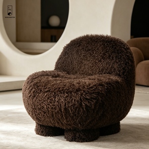 Poltrona in Peluche Effetto Pelliccia - Divano Singolo in Finta Pelliccia a Pelo Lungo - Poltrona Morbida in Tessuto Teddy per Arredamento Moderno Casa e Hotel - Product Image 6