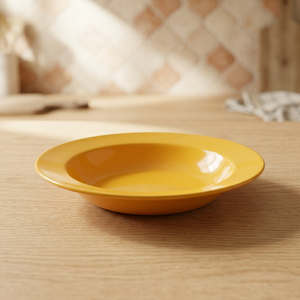Assiette Ronde en Mélamine Jaune Design Minimaliste Compatible Lave-Vaisselle Durable et Écologique pour Fêtes - Product Image 1