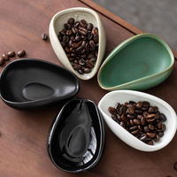 Plat de dosage vintage en céramique pour grains de café, en forme de feuille, support à thé Chahé, accessoire de cérémonie du thé pour barista à domicile et thé Gongfu