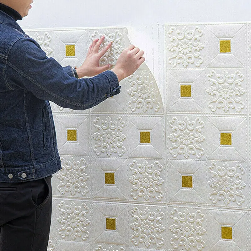 3D Foam Wall Sticker Home Decoration Self adhesive Waterproof 77*70cm Peel and Stick Tiles 3D Wall Sticker