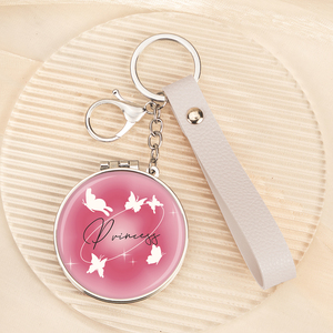 Wholesale Custom Logo Epoxy Resin Double Sided Metal Pocket Mirror Keychain Mini Folding <b>Compact</b> <b>Makeup</b> Mirror Bulk - Product Image 1