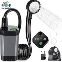 Douche de camping multifonction étanche IPX7 rechargeable 6000 mAh avec écran LED pour la randonnée, les voyages et les animaux de compagnie