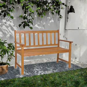 Modern Solid <b>Wood</b> Patio <b>Bench</b> Outdoor Seating with Armrests and Backrest for <b>Garden</b>- Courtyard Hotel - Product Image 3