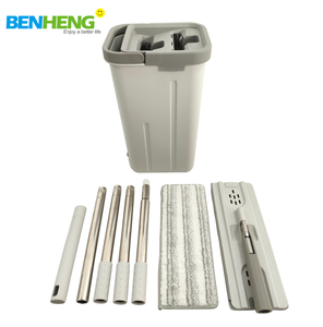 Mopa plana Zetter Rusia con sistema de <span class=keywords><strong>exprimido</strong></span> manos libres y cubo, 2 paños para limpieza de suelos del hogar - Product Image 4