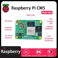 GGDX Original Raspberry Pi CM5 RAM 4GB WIFI EMMC 5104032 Broadcom B2712 Salida Dual 4K+HDR 800MHz VideoCore Quad-core Coxtex-76