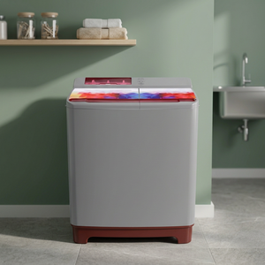 Lave-linge semi-automatique à deux cuves avec fonctions de lavage et d'essorage indépendantes pour un nettoyage pratique des vêtements à domicile - Product Image 2