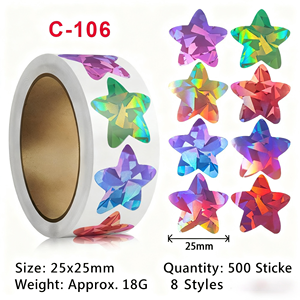 Pegatinas Adhesivas Brillantes Holográficas con Diseño de Estrella Láser para Manualidades Infantiles - Product Image 5