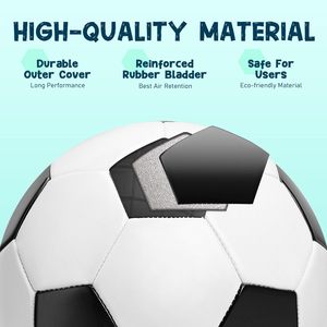 Balón de Fútbol Tamaño 2/3/4/5 Cosido a Máquina Clásico Blanco y Negro - Uso Interior/Exterior Duradero Excelente Regalo para Niños y Jóvenes Logotipo Personalizado - Product Image 3