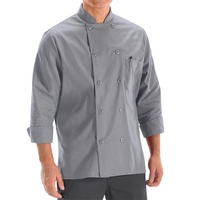 Uniforme de chef en polyester à manches longues pour hommes, veste de cuisine pour le personnel des restaurants et des hôtels, 10 boutons, motif en sergé tissé