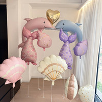 Globos de Animales Marinos para Decoración de Fiestas de Cumpleaños: Ballena, Langosta, Delfín, Medusa, Caballito de Mar, Tiburón, Orca, Pez Diablo, Globos de Aluminio