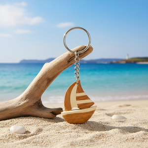Portachiavi in legno a forma di barca a vela, design in miniatura, artigianato in legno naturale, regalo per uomo e donna, souvenir di viaggio - Product Image 3