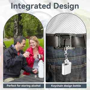 Logo Customize Hip Flask Made of Stainless Steel Liquid Container Key Chain <b>Water</b> Drinking <b>Bottle</b> Pendant Key <b>Flat</b> Lid Jug - Product Image 2