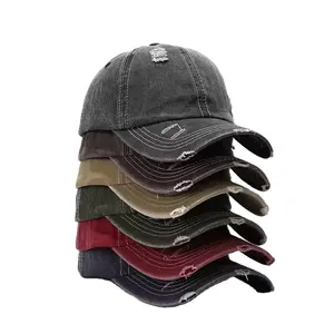 Wholesale Custom Logo 6 Panel Washed Hat Sports Hat Unstructured Vintage Baseball Cap