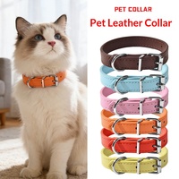 Collier pour animaux de compagnie en cuir PU, collier réglable pour chat et chien, rembourrage doux, attache de laisse en D, plusieurs couleurs, toutes tailles, vente en gros, OEM