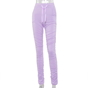 Venta al por mayor Streetwear 2020 mujeres ropa de Color sólido mujer pantalón apilado pantalones casuales para mujer - Product Image 3