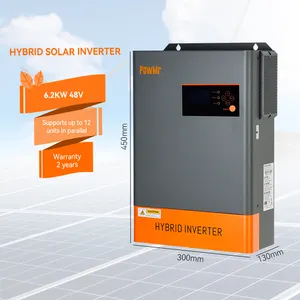 PowMr Inverter tenaga surya hibrida, baru 6,2 kW 48V 230Vac mendukung paralel gelombang sinus murni MPPT