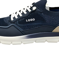 Baskets personnalisées pour hommes en cuir verni et maille Flyknit à lacets, avec logo et couleur personnalisables, design complet, légères, respirantes, pour la marche et le skate