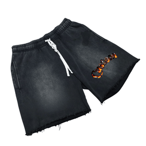 Personalized Men's Print Shorts Washed Black Drawstring Sweat Street Fashion Custom Shorts <b>for</b> Men - Product Image 3