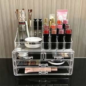 Organisateur de maquillage en acrylique pratique avec compartiments hauts-Convient aux longs pinceaux, mascaras, crayons à sourcils, empêche la flexion et les dommages - Product Image 5