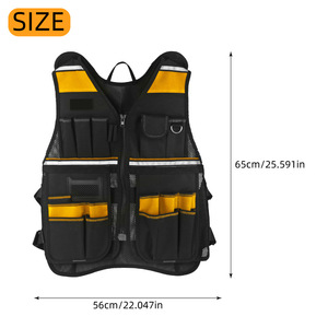 Bolsa de Herramientas, Chaleco Portaherramientas con 20-24 Bolsillos, Velcro Ajustable, Multifuncional, Ropa de Trabajo para Electricistas - Product Image 5