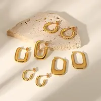 Earrings Earrings 18k PVD Gold Plated Stainless Steel Hoop Earrings Luxury Jewelry Round Chunky CC Dangle Statement Earrings For Women Girls