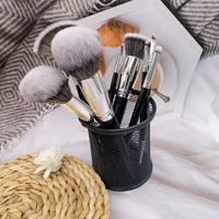 Ensemble de 20 pinceaux de maquillage professionnels YRX avec manches en bois noir, poils synthétiques, virole en aluminium, brosse à raser, trousse de maquillage