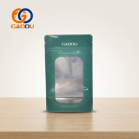 Sachet d'emballage en papier kraft bleu personnalisé refermable avec fenêtre, en plastique, pour chips, thé, épices, aliments, avec fermeture éclair en aluminium