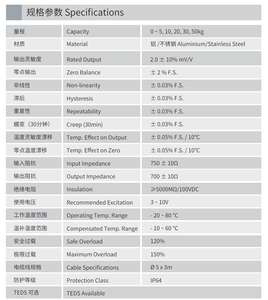 LFQ-60C-H16 muatan Aluminium/baja tahan karat 0-50kg kapasitas 2.0 ± 10% <span class=keywords><strong>MV</strong></span>/<span class=keywords><strong>V</strong></span> <span class=keywords><strong>Output</strong></span> IP64 <span class=keywords><strong>Sensor</strong></span> kekuatan perlindungan & sel berat - Product Image 3