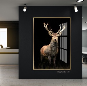 Stampa Acrilica Personalizzata, Dipinto di <span class=keywords><strong>Cervo</strong></span>, Quadro in Vetro <span class=keywords><strong>da</strong></span> Parete, Pittura Astratta Europea in Cristallo e Porcellana - Product Image 2