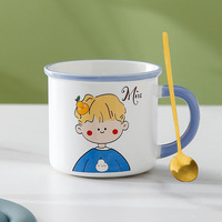 400ml mignon matin tasse à café en céramique avec couvercle heureux sourire ours motif ménage Latte lait thé tasse garçons filles enfants boîte-cadeau