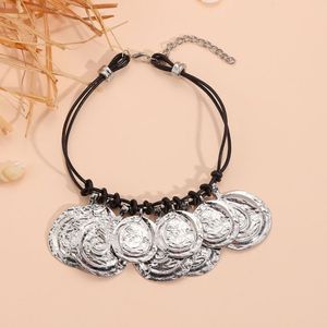 <span class=keywords><strong>Collane</strong></span> con cordoncino in pelle a doppio annodato da donna in lega retrò con ciondolo a forma di medaglione rotondo con nappe gioielli <span class=keywords><strong>per</strong></span> feste - Product Image 5