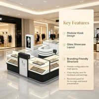 Kiosque à bijoux modulaire personnalisé pour centre commercial, comptoir d'exposition en verre trempé, écran publicitaire numérique à LED, vitrine de vente au détail