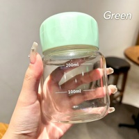 Mini tasse portable en verre borosilicate, bouteille d'eau graduée en blanc/rose/vert