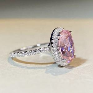 โออีเอ็มคลาสสิกพลอย925เงินสเตอร์ลิงเย็นออกแหวนหินรูปไข่เครื่องประดับปรับงานแต่งงานสัญญาว่าจะขอแต่งงานขนาดใหญ่แหวนเซอร์โคเนียทรงลูกบาศก์ - Product Image 4