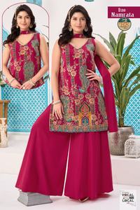 Costume palazzo pour femme, brodé, salwar kameez avec dupatta, pour les fêtes, les mariages et les occasions festives - Product Image 4