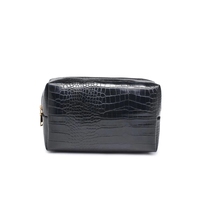 BSCI-Fabrik OEM Modische Hochwertige Schwarze Reise-Kosmetiktasche Luxuriöse Premium Krokodil-PU-Leder Make-up-Tasche