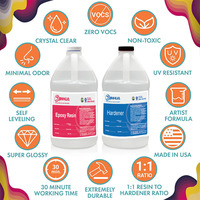 Kit de Résine Époxy Crystal Clear 1 Gallon | Facile à Utiliser, Durable, Résistant aux UV pour les Arts et l'Artisanat (1/2 Gallon + 1/2 Gallon)