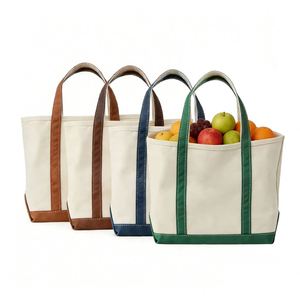 Bolsa de Compras de Lona de Gran Capacidad, Resistente, con Bloques de Color, Bolso de Mano de Algodón Lavable, Venta al Por Mayor - Product Image 1