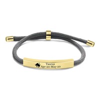 Go Party Bracelet en acier inoxydable tressé multicolore avec corde tressée personnalisé Chaîne tissée 12 bracelets du zodiaque pour femmes hommes