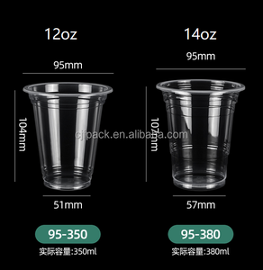 Gobelets en plastique transparent PP jetables personnalisés, diamètre 90 mm, pour smoothies, jus de fruits, citron, boba, bubble tea, eau minérale, boissons - Product Image 5