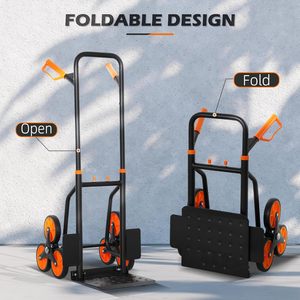 Chariot à main pour monter les escaliers, robuste, pliable, plateforme à 6 roues, poignées en acier inoxydable, capacité de charge de 120 kg, outils - Product Image 6